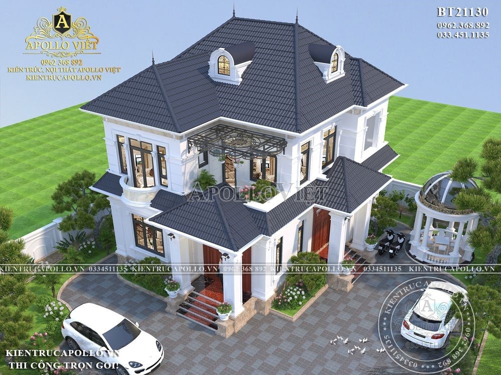 Phối cảnh ngoại thất của mẫu biệt thự vườn đẹp tại Ninh Bình