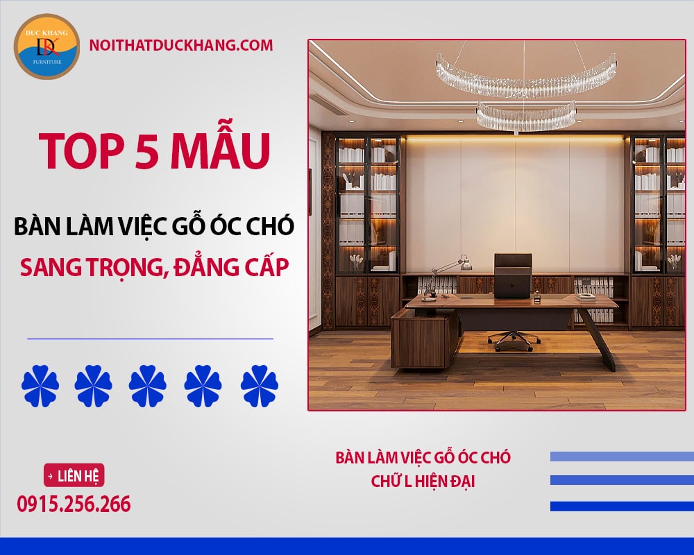 Bàn làm việc gỗ óc chó chữ L hiện đại Bàn làm việc gỗ óc chó chữ L hiện đại