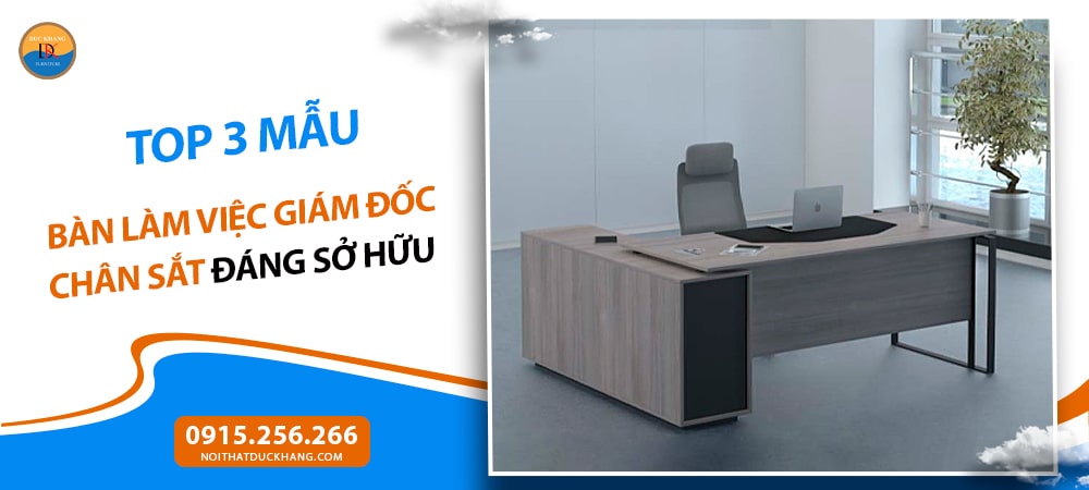 Bàn làm việc giám đốc chân sắt 1m8 chữ L Sync DKFBGD84