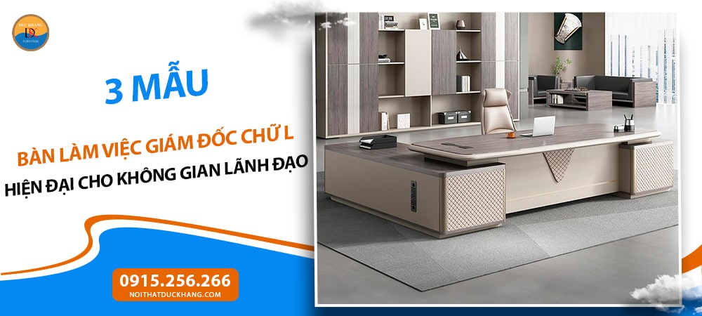Bàn làm việc giám đốc chữ L kèm tủ phụ, chân bàn cách điệu DKFBGD106 Bàn làm việc giám đốc chữ L kèm tủ phụ, chân bàn cách điệu DKFBGD106