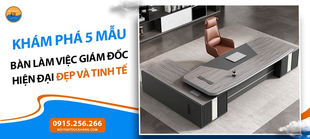Bàn làm việc giám đốc hiện đại, chân bàn ấn tượng DKFBGD132
