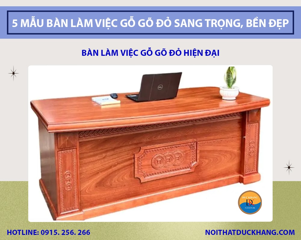 Bàn làm việc gỗ gõ đỏ hiện đại Bàn làm việc gỗ gõ đỏ hiện đại