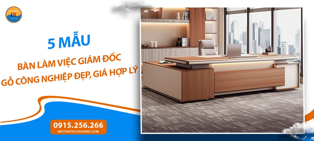 Bàn làm việc giám đốc gỗ công nghiệp kèm đèn LED, ổ cắm điện âm bàn DKFBGD117 Bàn làm việc giám đốc gỗ công nghiệp kèm đèn LED, ổ cắm điện âm bàn DKFBGD117