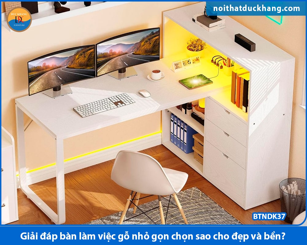 Bàn làm việc gỗ nhỏ gọn phong cách tối giản