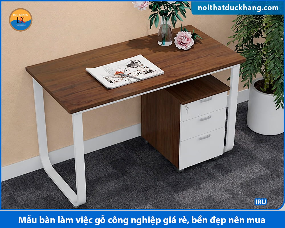 Bàn làm việc gỗ công nghiệp giá rẻ chân sắt chữ U - IRU