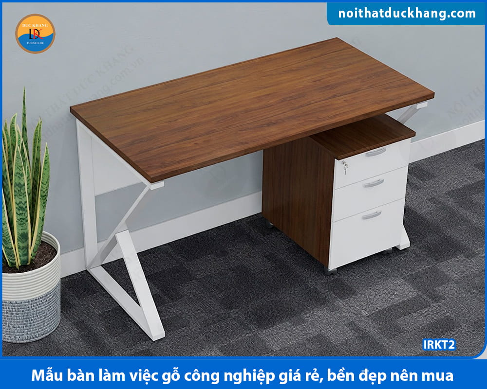 Bàn làm việc gỗ công nghiệp giá rẻ chân sắt chữ K - IRKT2